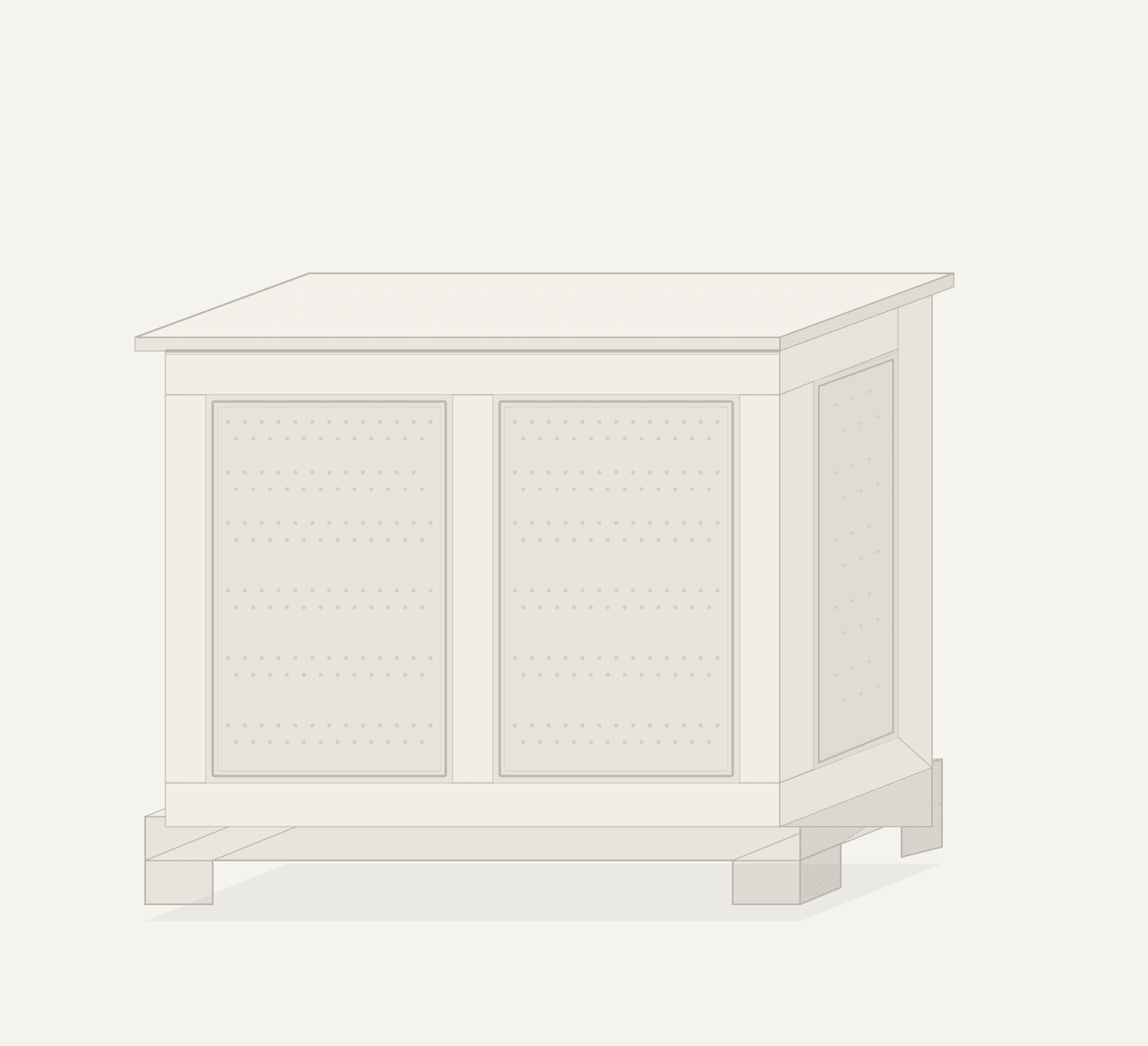 Isometric drawing of an Elm Standard traditional radiator cover